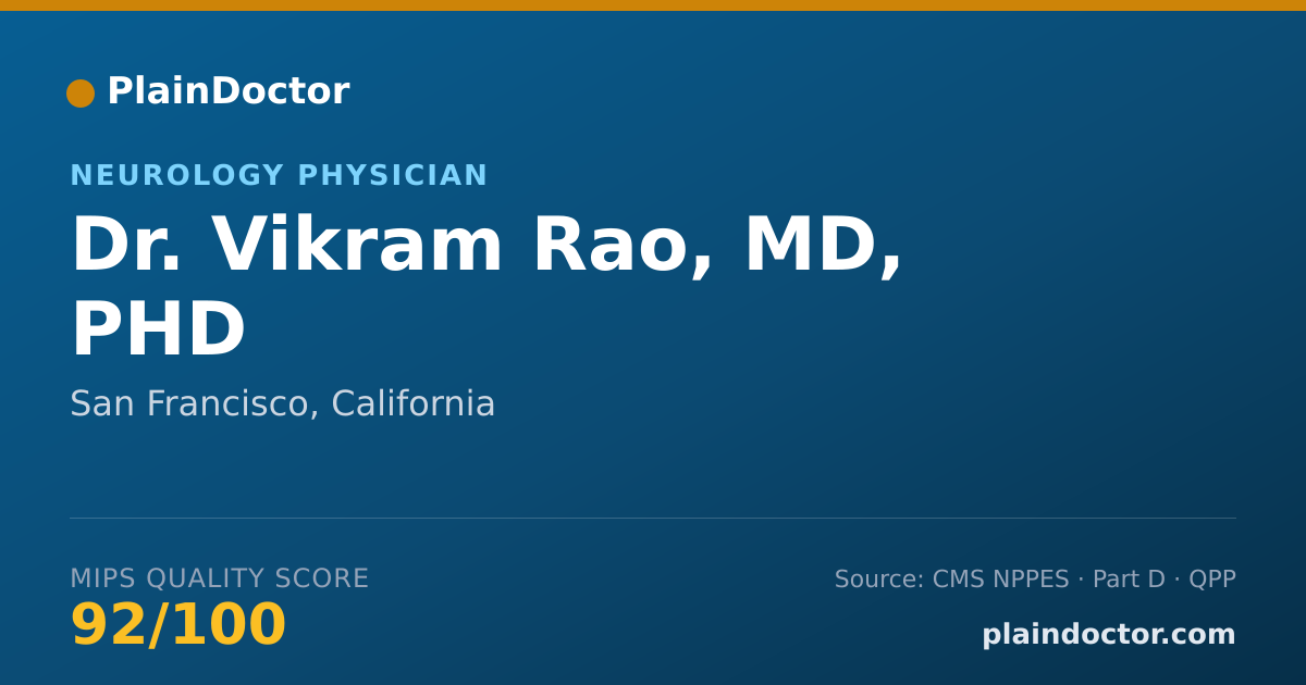 Shareable card for Vikram Rao, MD, PHD - Internal Medicine Physician, San Francisco, CA