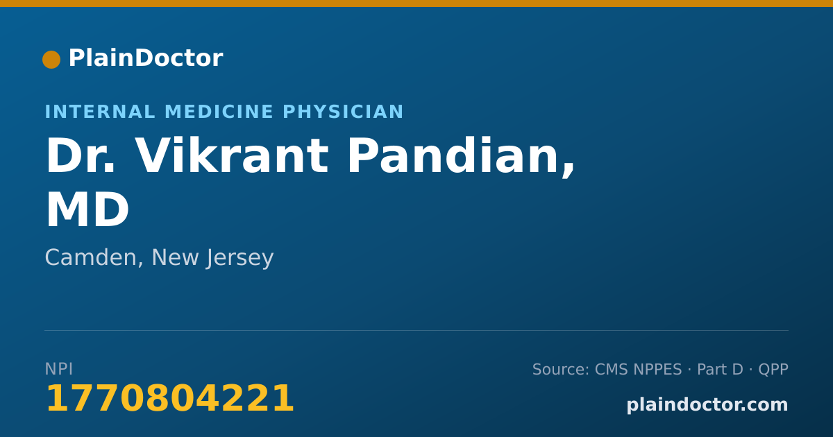 Shareable card for Vikrant Pandian, MD - Internal Medicine Physician, Camden, NJ
