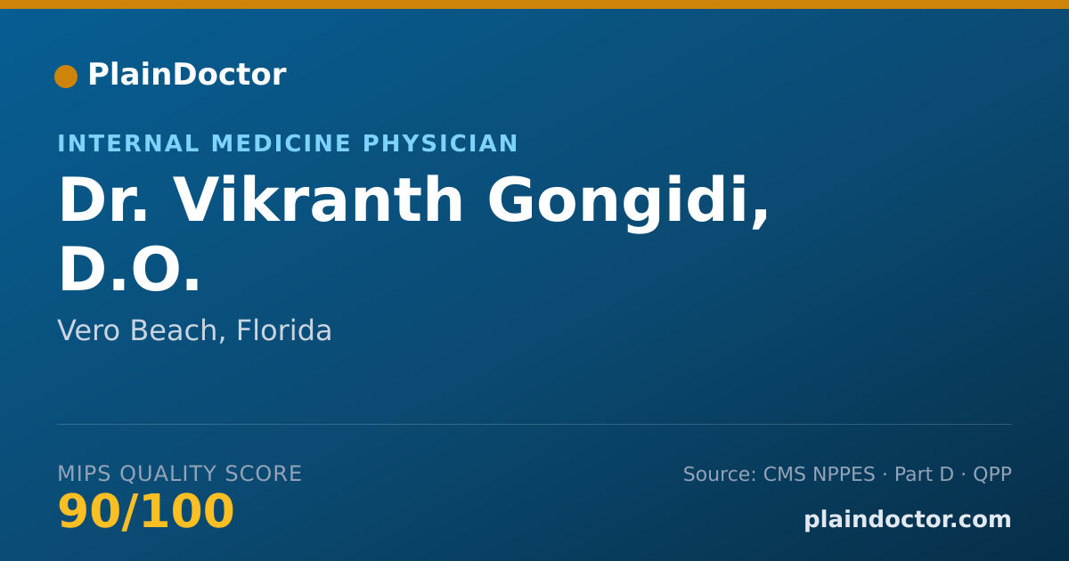 Shareable card for Vikranth Gongidi, D.O. - Internal Medicine Physician, Vero Beach, FL