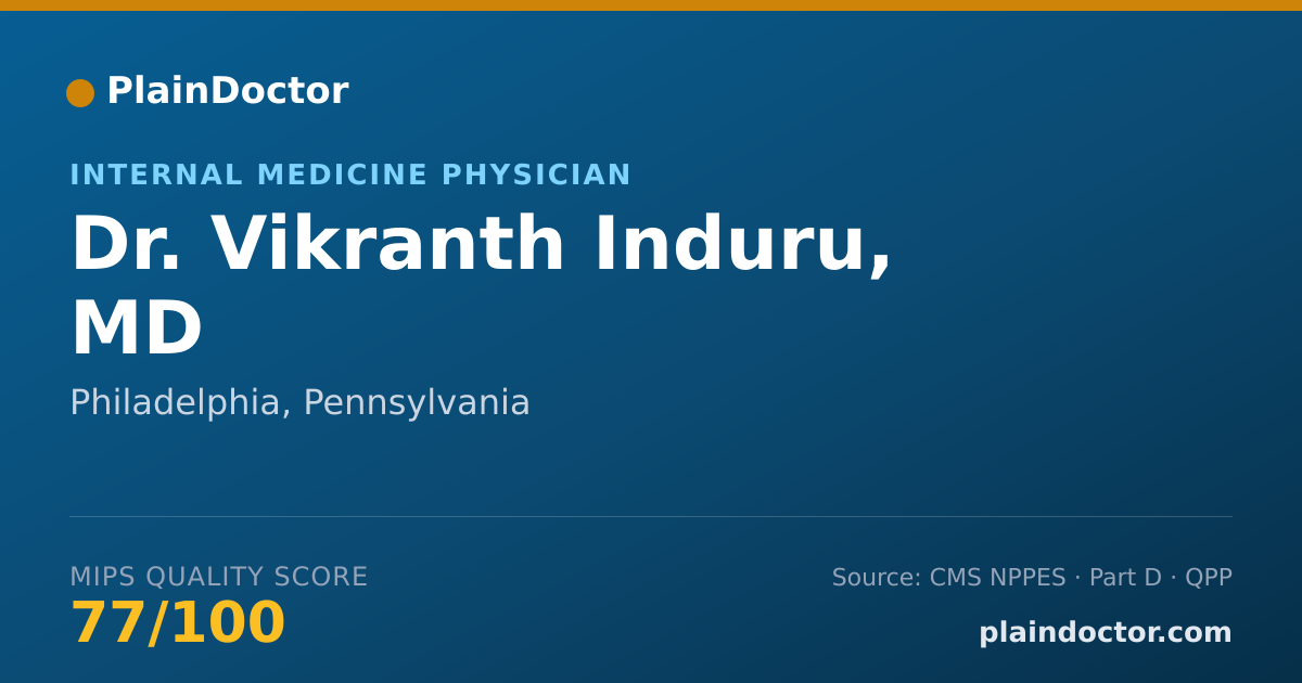 Shareable card for Vikranth Induru, MD - Internal Medicine Physician, Philadelphia, PA