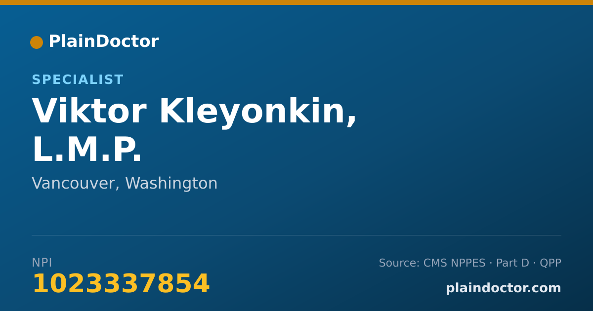 Shareable card for Viktor Kleyonkin, L.M.P. - Specialist, Vancouver, WA