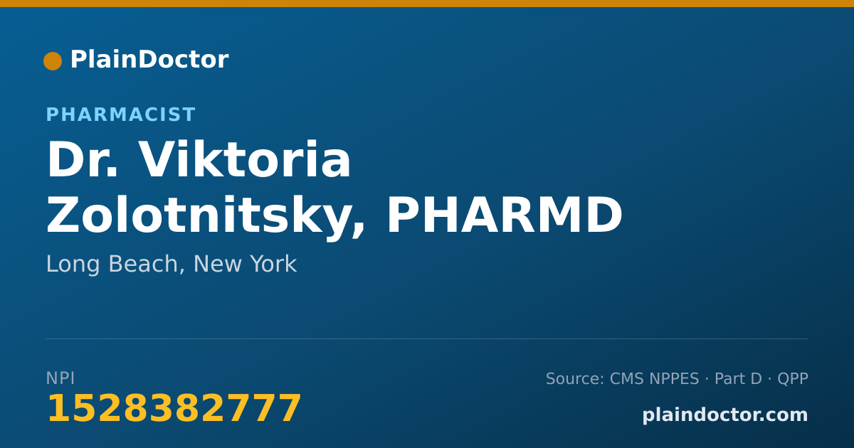 Shareable card for Viktoria Zolotnitsky, PHARMD - Pharmacist, Long Beach, NY
