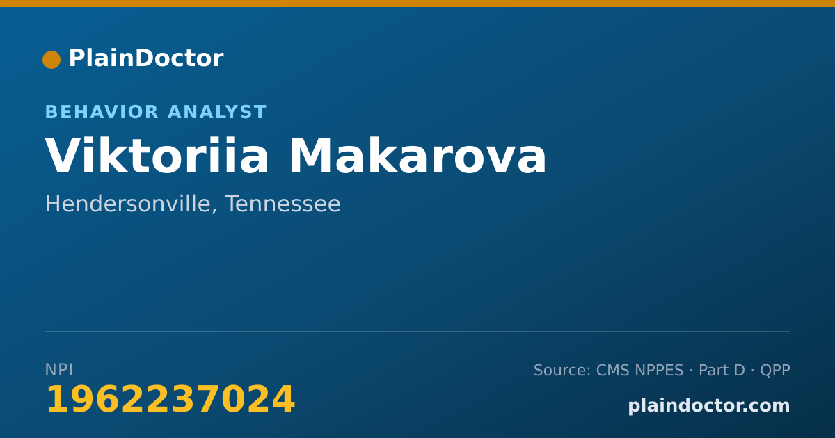 Shareable card for Viktoriia Makarova - Behavior Analyst, Hendersonville, TN