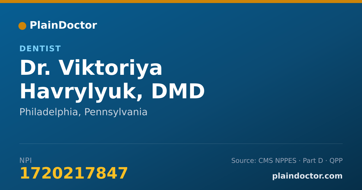 Shareable card for Viktoriya Havrylyuk, DMD - Dentist, Philadelphia, PA