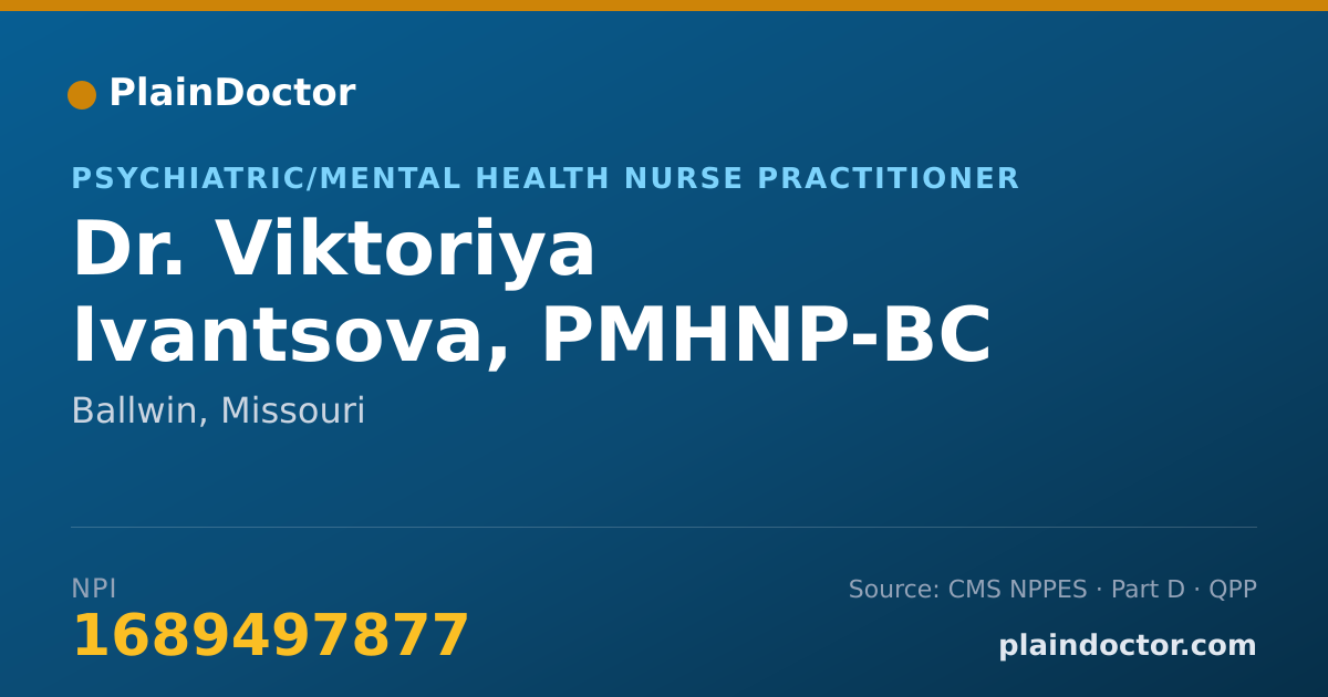 Shareable card for Viktoriya Ivantsova, PMHNP-BC - Psychiatric/Mental Health Nurse Practitioner, Ballwin, MO