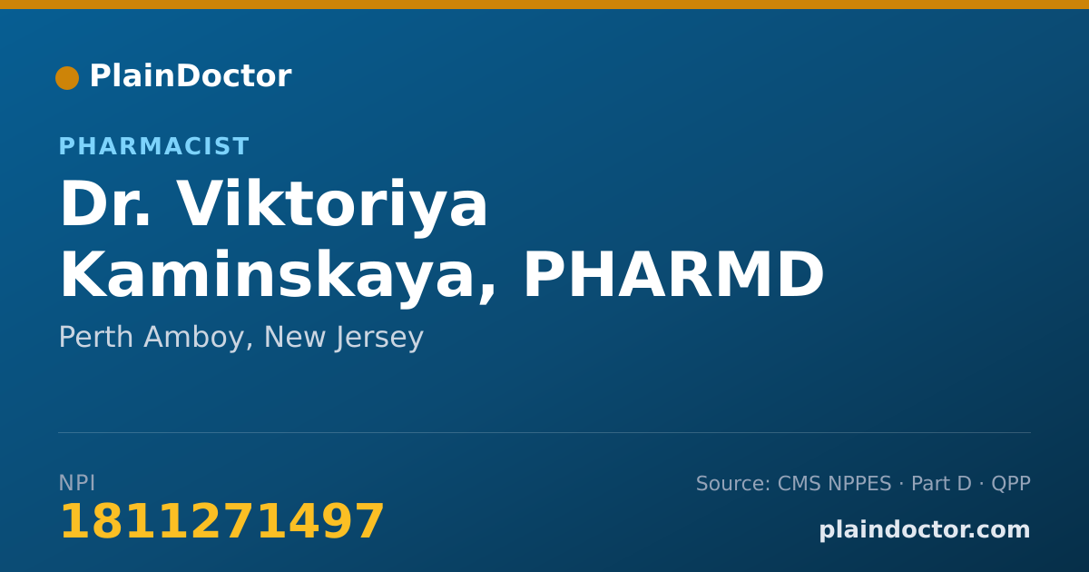 Shareable card for Viktoriya Kaminskaya, PHARMD - Pharmacist, Perth Amboy, NJ