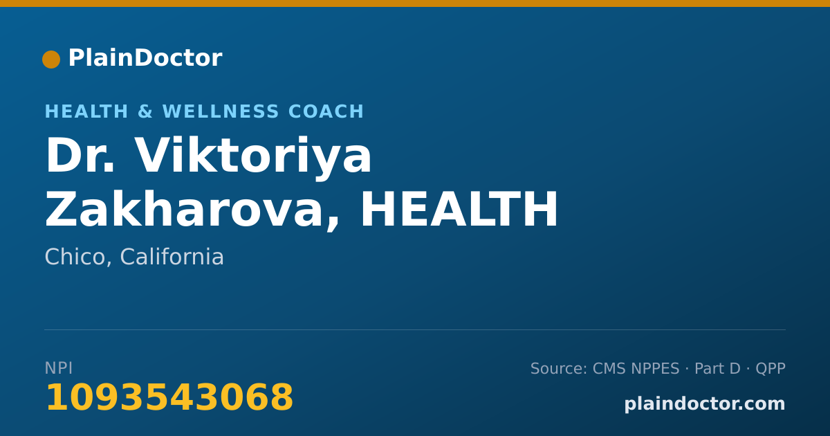 Shareable card for Viktoriya Zakharova, HEALTH COACH - Health & Wellness Coach, Chico, CA