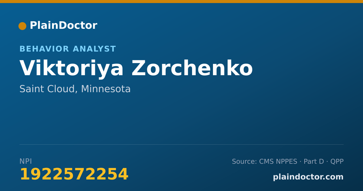 Shareable card for Viktoriya Zorchenko - Behavior Analyst, Saint Cloud, MN
