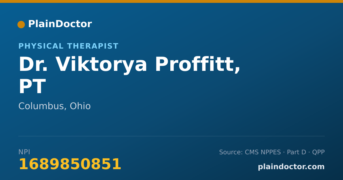 Shareable card for Viktorya Proffitt, PT - Physical Therapist, Columbus, OH