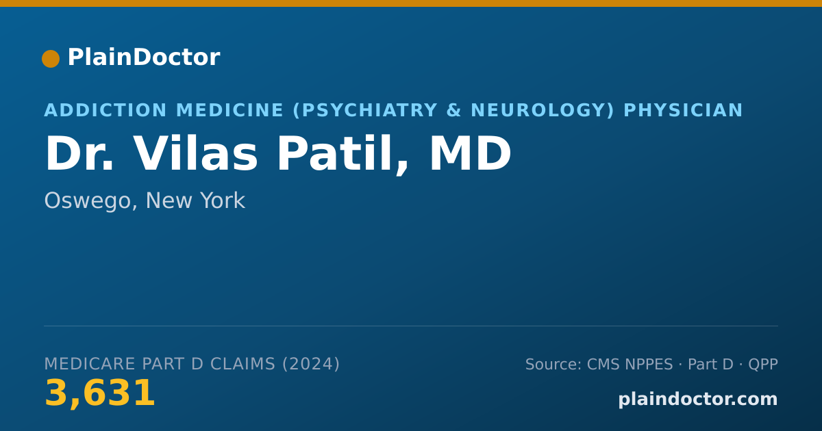 Shareable card for Vilas Patil, MD - Addiction Medicine (Psychiatry & Neurology) Physician, Oswego, NY