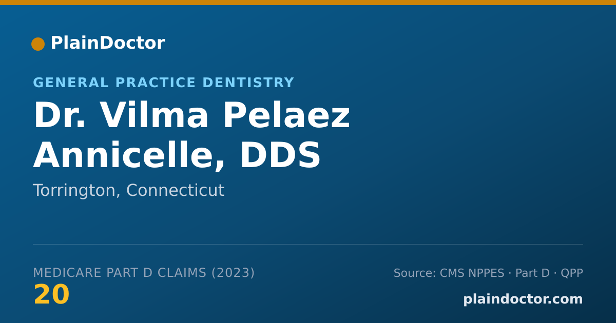Shareable card for Vilma Pelaez Annicelle, DDS - General Practice Dentistry, Torrington, CT