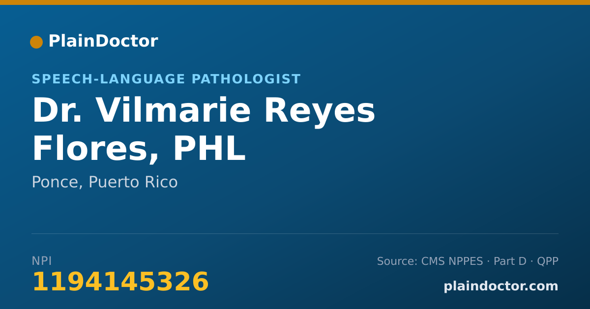 Shareable card for Vilmarie Reyes Flores, PHL - Speech-Language Pathologist, Ponce, PR