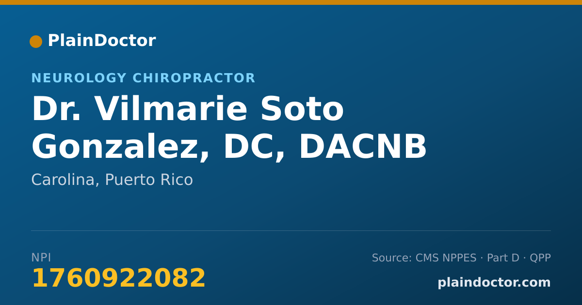 Shareable card for Vilmarie Soto Gonzalez, DC, DACNB - Neurology Chiropractor, Carolina, PR