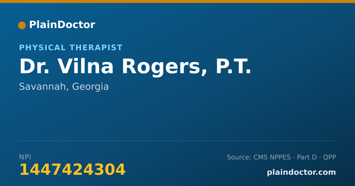Shareable card for Vilna Rogers, P.T. - Physical Therapist, Savannah, GA