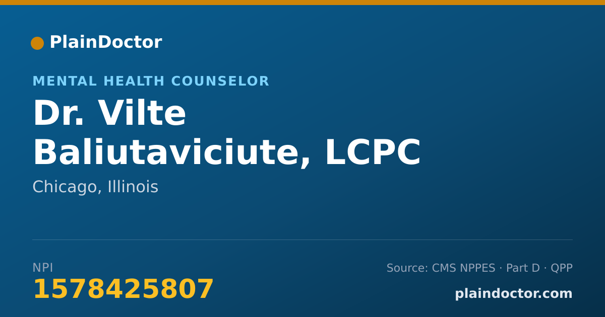 Shareable card for Vilte Baliutaviciute, LCPC - Mental Health Counselor, Chicago, IL
