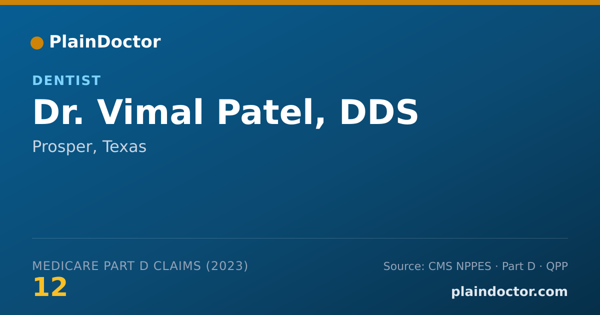 Shareable card for Vimal Patel, DDS - Dentist, Prosper, TX