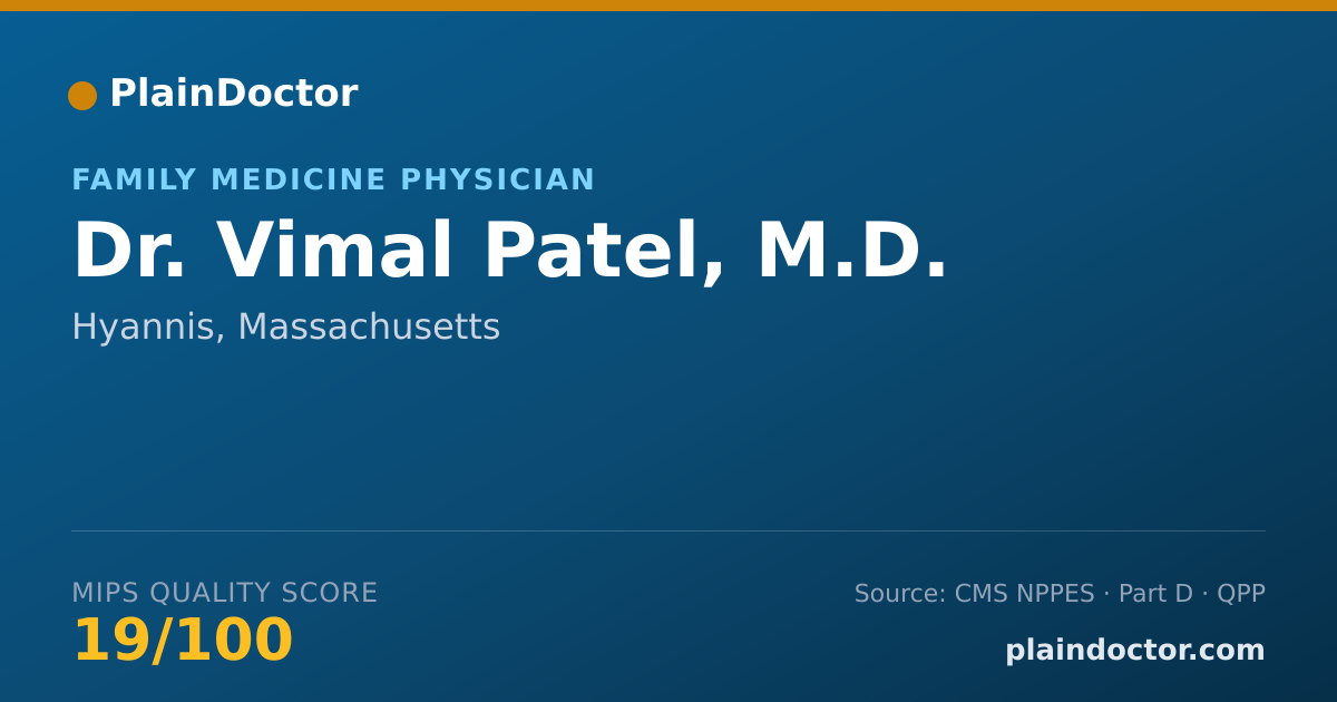 Shareable card for Vimal Patel, M.D. - Family Medicine Physician, Hyannis, MA