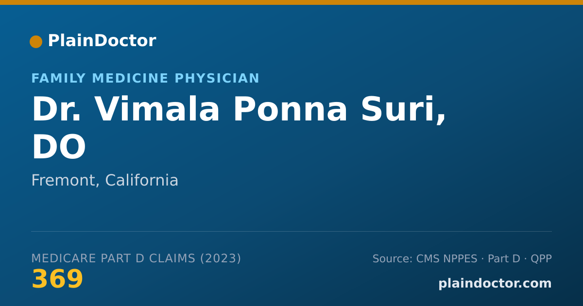 Shareable card for Vimala Ponna Suri, DO - Family Medicine Physician, Fremont, CA