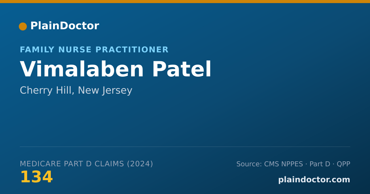 Shareable card for Vimalaben Patel - Family Nurse Practitioner, Cherry Hill, NJ
