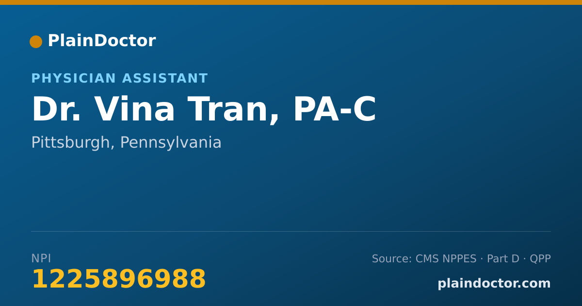 Shareable card for Vina Tran, PA-C - Physician Assistant, Pittsburgh, PA