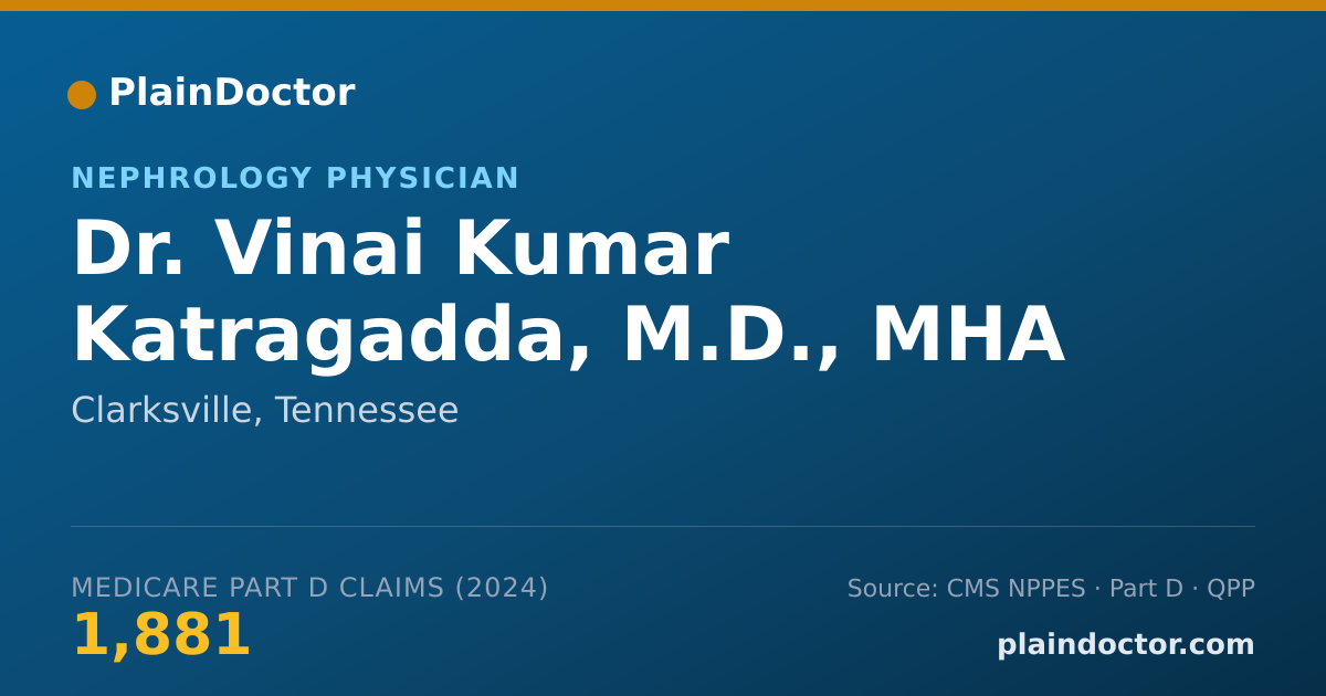 Shareable card for Vinai Kumar Katragadda, M.D., MHA - Nephrology Physician, Clarksville, TN