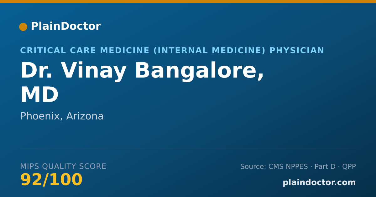 Shareable card for Vinay Bangalore, MD - Critical Care Medicine (Internal Medicine) Physician, Phoenix, AZ