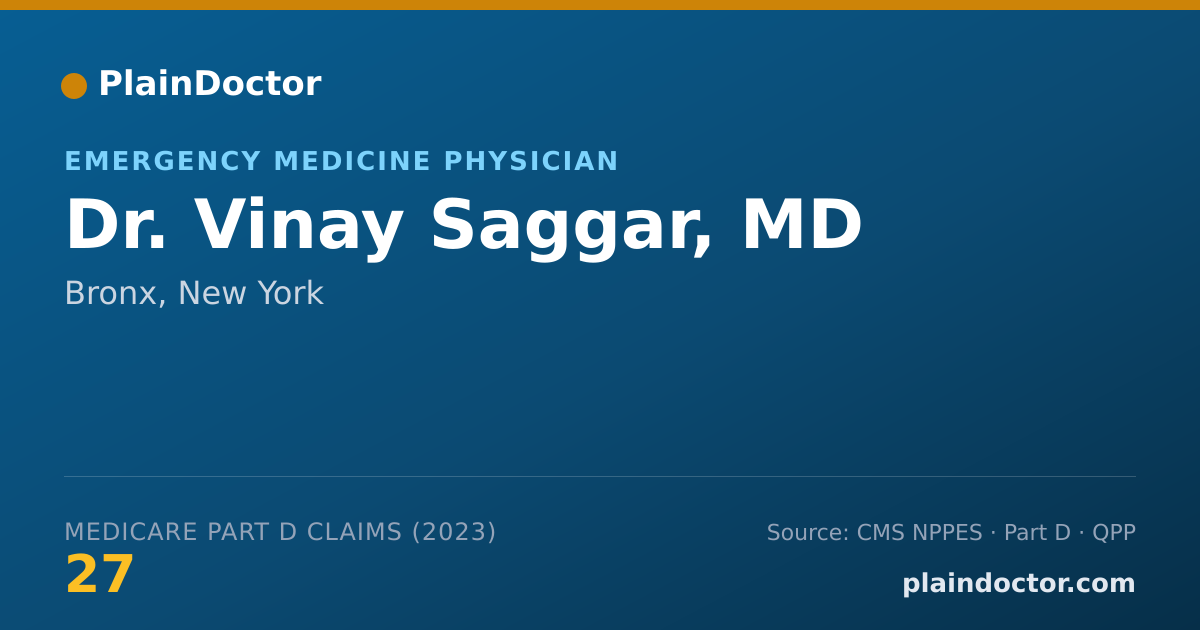Shareable card for Vinay Saggar, MD - Emergency Medicine Physician, Bronx, NY
