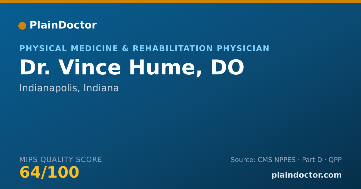 Shareable card for Vince Hume, DO - Physical Medicine & Rehabilitation Physician, Indianapolis, IN