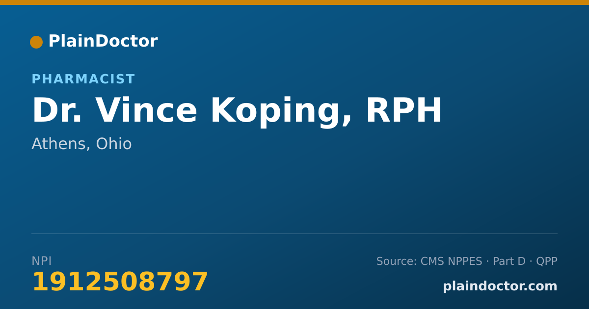 Shareable card for Vince Koping, RPH - Pharmacist, Athens, OH