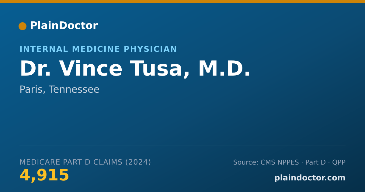 Shareable card for Vince Tusa, M.D. - Internal Medicine Physician, Paris, TN
