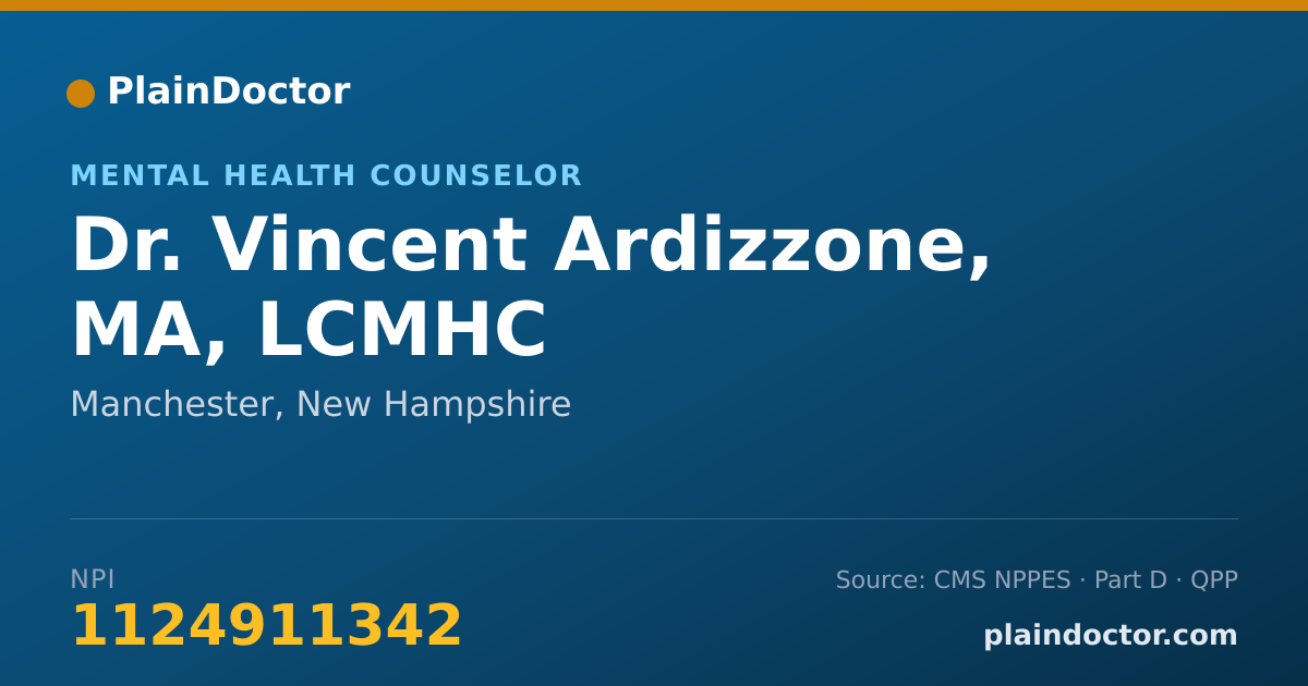 Shareable card for Vincent Ardizzone, MA, LCMHC - Mental Health Counselor, Manchester, NH