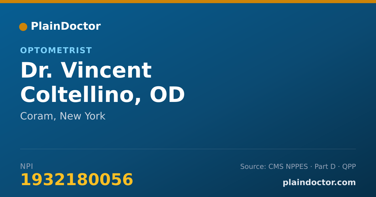 Shareable card for Vincent Coltellino, OD - Optometrist, Coram, NY