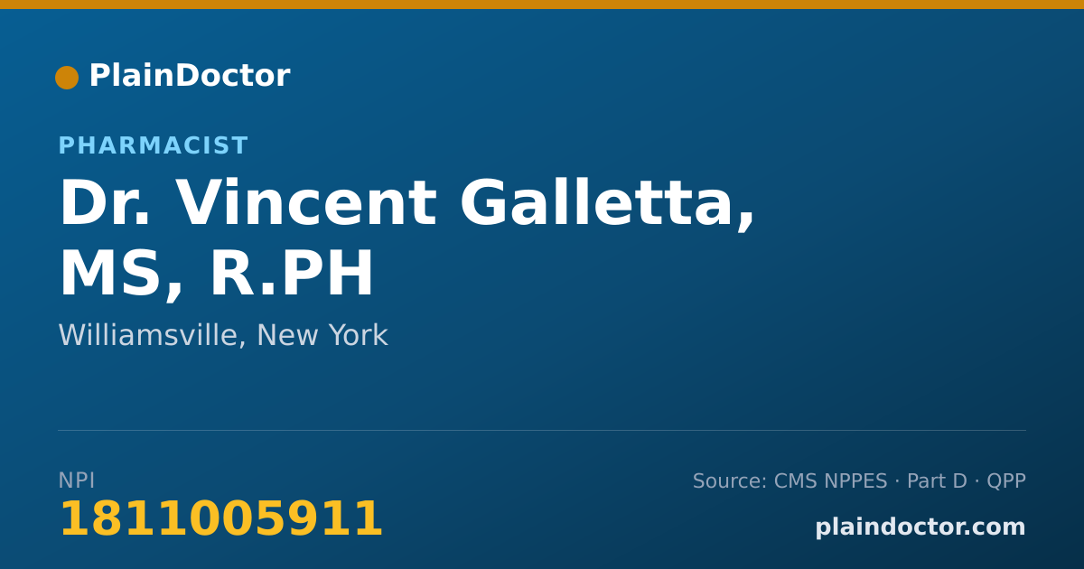 Shareable card for Vincent Galletta, MS, R.PH - Pharmacist, Williamsville, NY