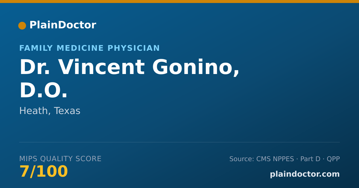 Shareable card for Vincent Gonino, D.O. - Family Medicine Physician, Heath, TX