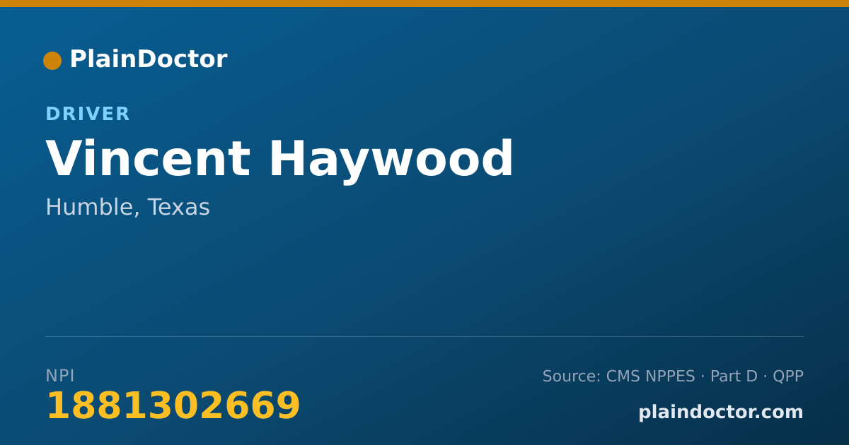 Shareable card for Vincent Haywood - Driver, Humble, TX