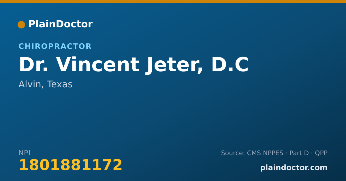 Shareable card for Vincent Jeter, D.C - Chiropractor, Alvin, TX