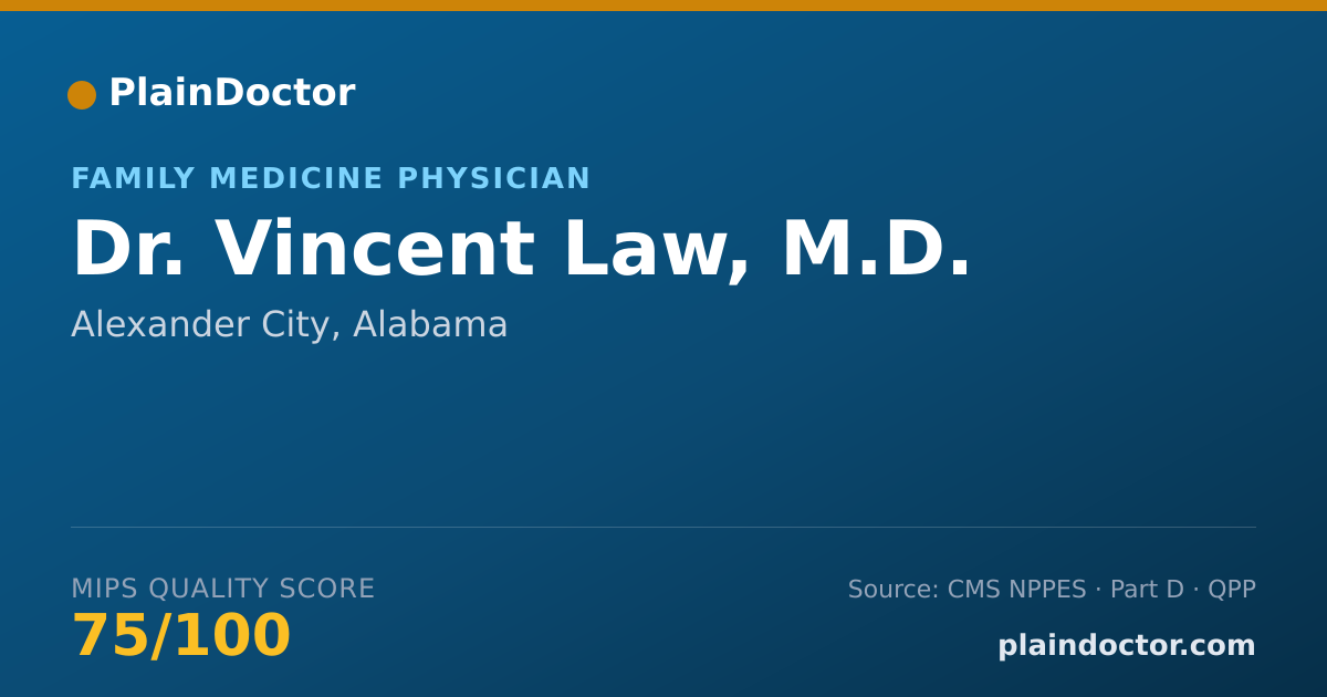 Shareable card for Vincent Law, M.D. - Family Medicine Physician, Alexander City, AL