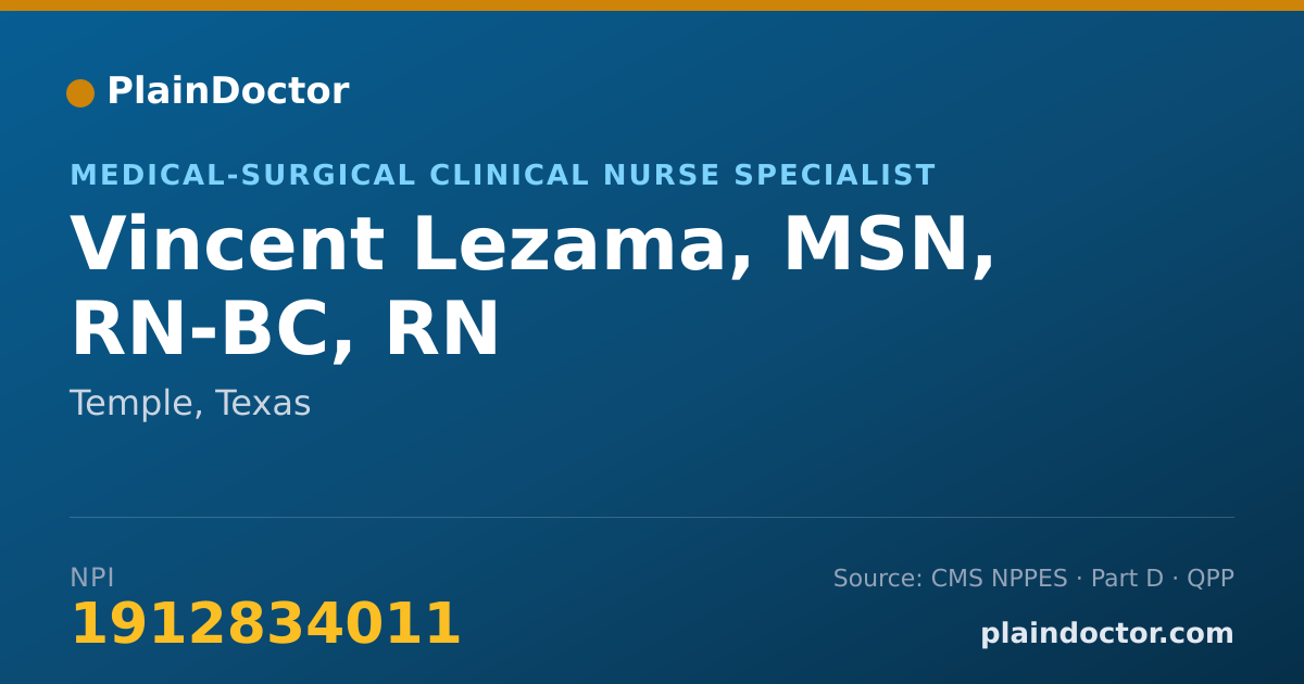 Shareable card for Vincent Lezama, MSN, RN-BC, RN - Perioperative Clinical Nurse Specialist, Temple, TX