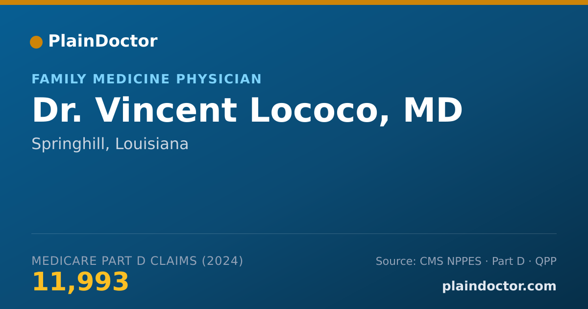 Shareable card for Vincent Lococo, MD - Family Medicine Physician, Springhill, LA