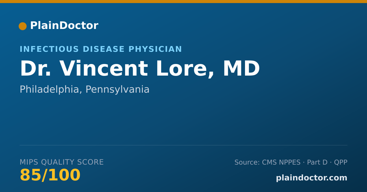 Shareable card for Vincent Lore, MD - Internal Medicine Physician, Philadelphia, PA