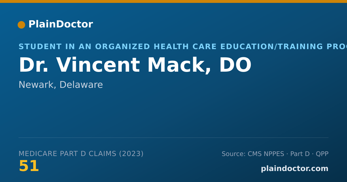 Shareable card for Vincent Mack, DO - Student in an Organized Health Care Education/Training Program, Newark, DE