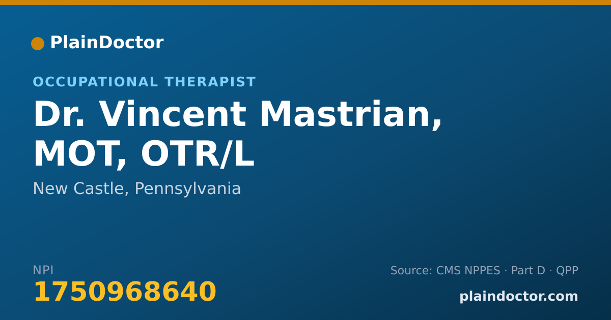 Shareable card for Vincent Mastrian, MOT, OTR/L - Occupational Therapist, New Castle, PA