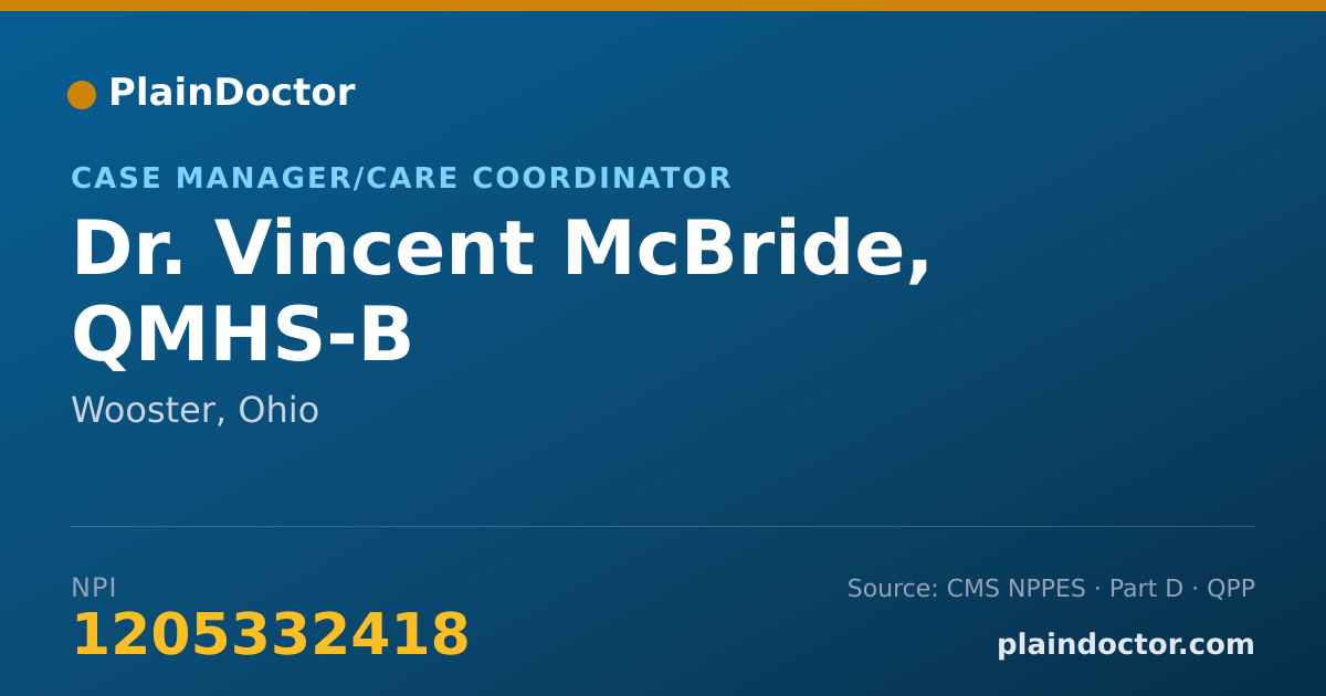 Shareable card for Vincent McBride, QMHS-B - Case Manager/Care Coordinator, Wooster, OH
