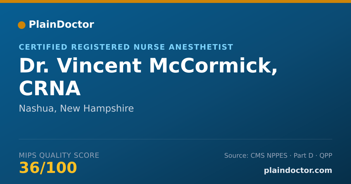 Shareable card for Vincent McCormick, CRNA - Certified Registered Nurse Anesthetist, Nashua, NH