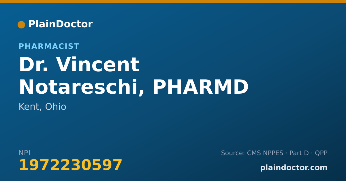Shareable card for Vincent Notareschi, PHARMD - Pharmacist, Kent, OH