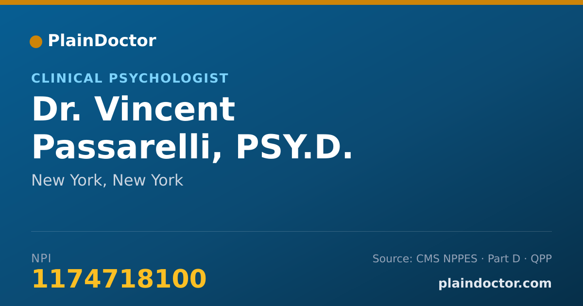 Shareable card for Vincent Passarelli, PSY.D. - Clinical Psychologist, New York, NY