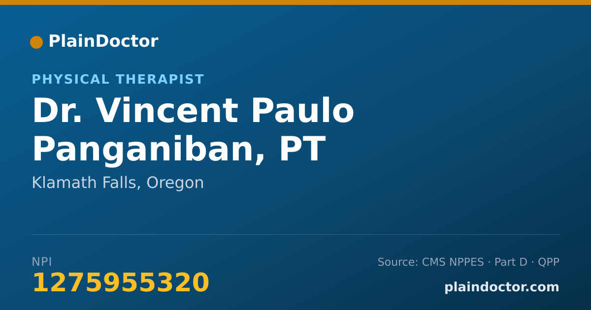 Shareable card for Vincent Paulo Panganiban, PT - Physical Therapist, Klamath Falls, OR