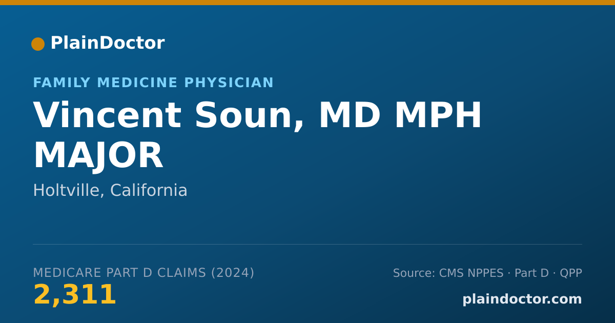 Shareable card for Vincent Soun, MD MPH MAJOR - Family Medicine Physician, Holtville, CA