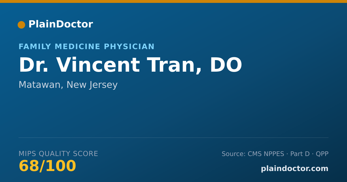 Shareable card for Vincent Tran, DO - Family Medicine Physician, Matawan, NJ