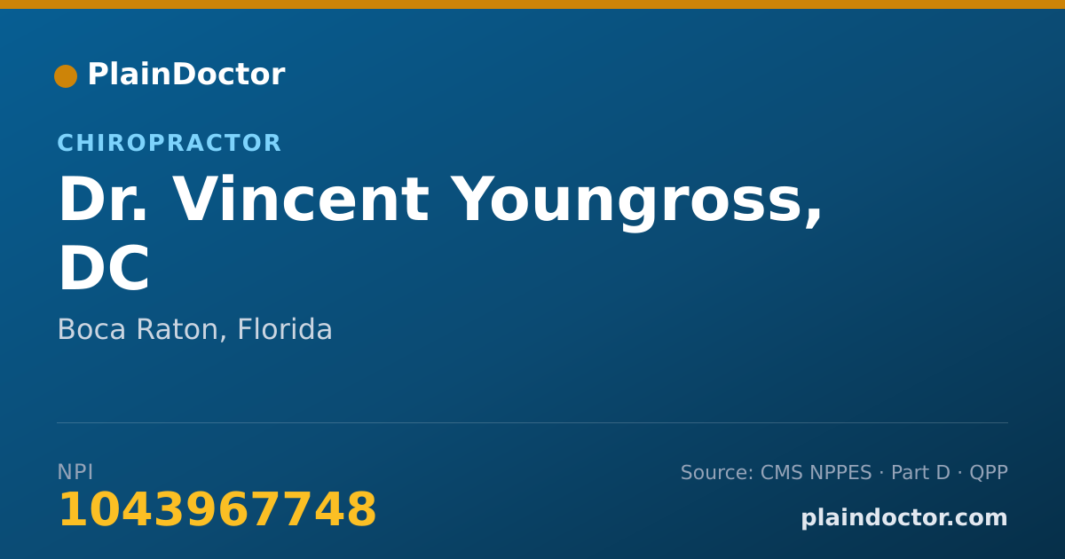 Shareable card for Vincent Youngross, DC - Chiropractor, Boca Raton, FL